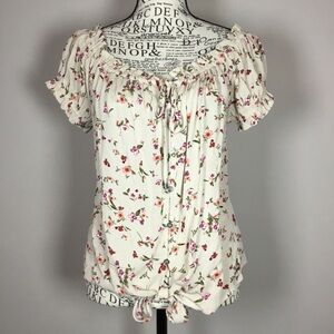Hippie Rose peasant wench top milkmaid on off shoulder tie front sz L fairycore